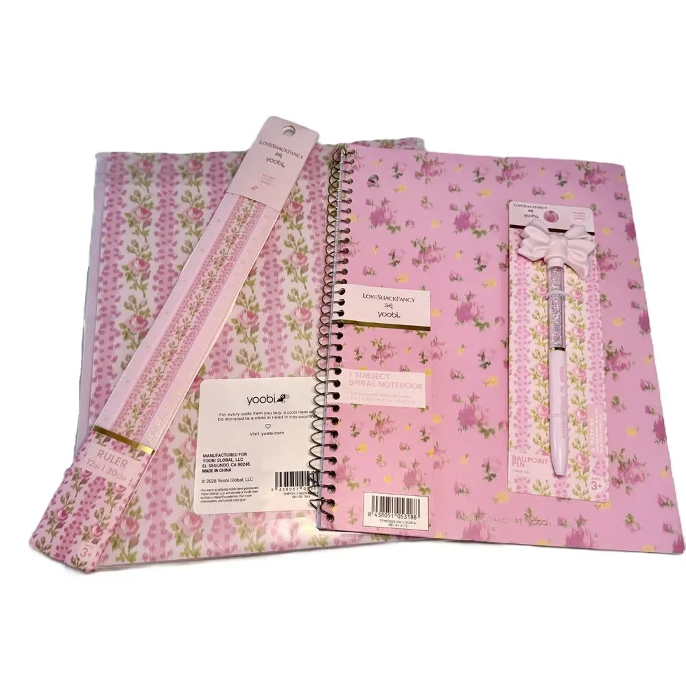 NWT 5 Pc Set/ LoveShackFancy x Yoobi Pink Floral School Set